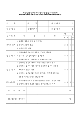 초급간부공개고시응시추천심사평정표